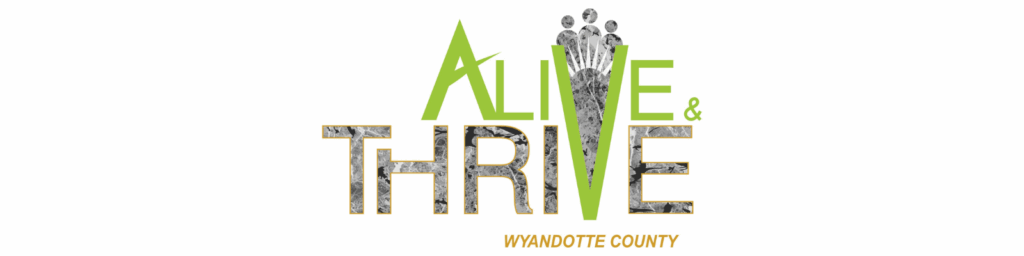 Alive & Thrive Wyandotte County logo. Bright green colored.