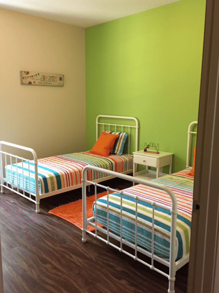 Interior photo of a bedroom at Robert's Place Emergency Children's Shelter