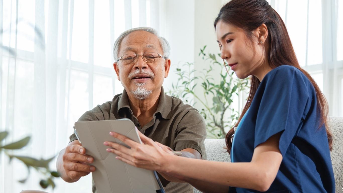 man receiving therapy services.