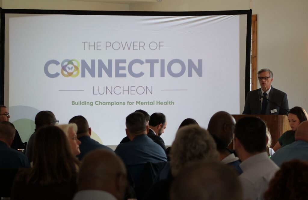 Wyandot BHN’s inaugural Power of Connection luncheon, with a speaker addressing attendees.